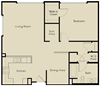 1 bed 1 Bath 883-942 square feet floor plan A